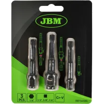 3-OS. TRELLI ADAPTERITE KOMPLEKT PADRUNITE 1/4"+3/8"+1/2" KEERAMISEKS JBM