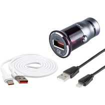 SIGARETISÜÜTAJA PESASSE KIIRLAADIJA USB 12V/24V + USB KAABEL WAYME