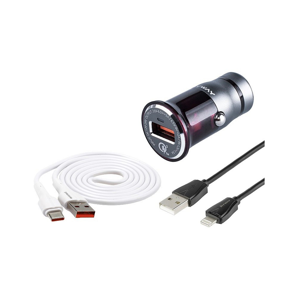 SIGARETISÜÜTAJA PESASSE KIIRLAADIJA USB 12V/24V + USB KAABEL WAYME