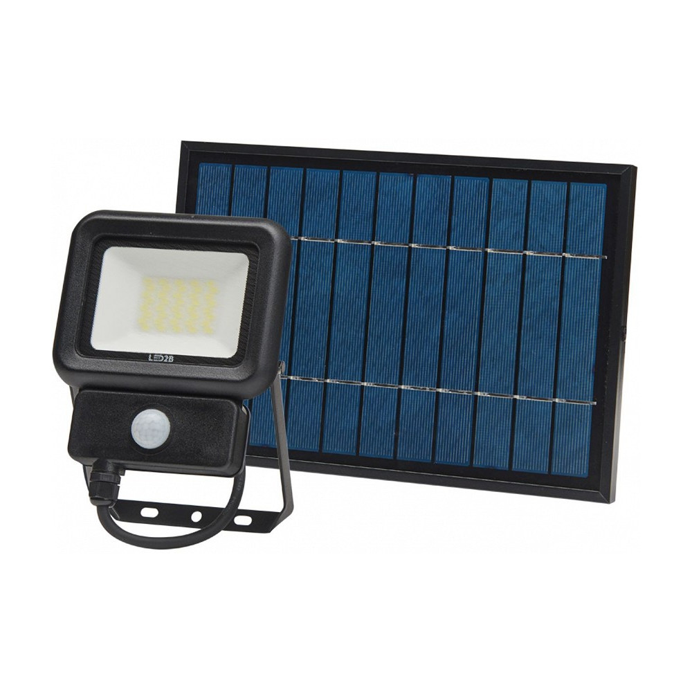 LED SOLAR PROZEKTOR+ANDUR 20W 1400LM 195X138MM KÜLM VALGE, MUST IP65 A++ LED2B