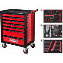 215-OS. TÖÖRIISTAKÄRU TÖÖRIISTADEGA RACINGLINE 7-SAHTLIGA PUNANE/MUST KS TOOLS