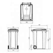 KAANEGA PRÜGIKONTEINER/PRÜGIKAST RATASTEL 360L HALL 88X58X111CM JNK