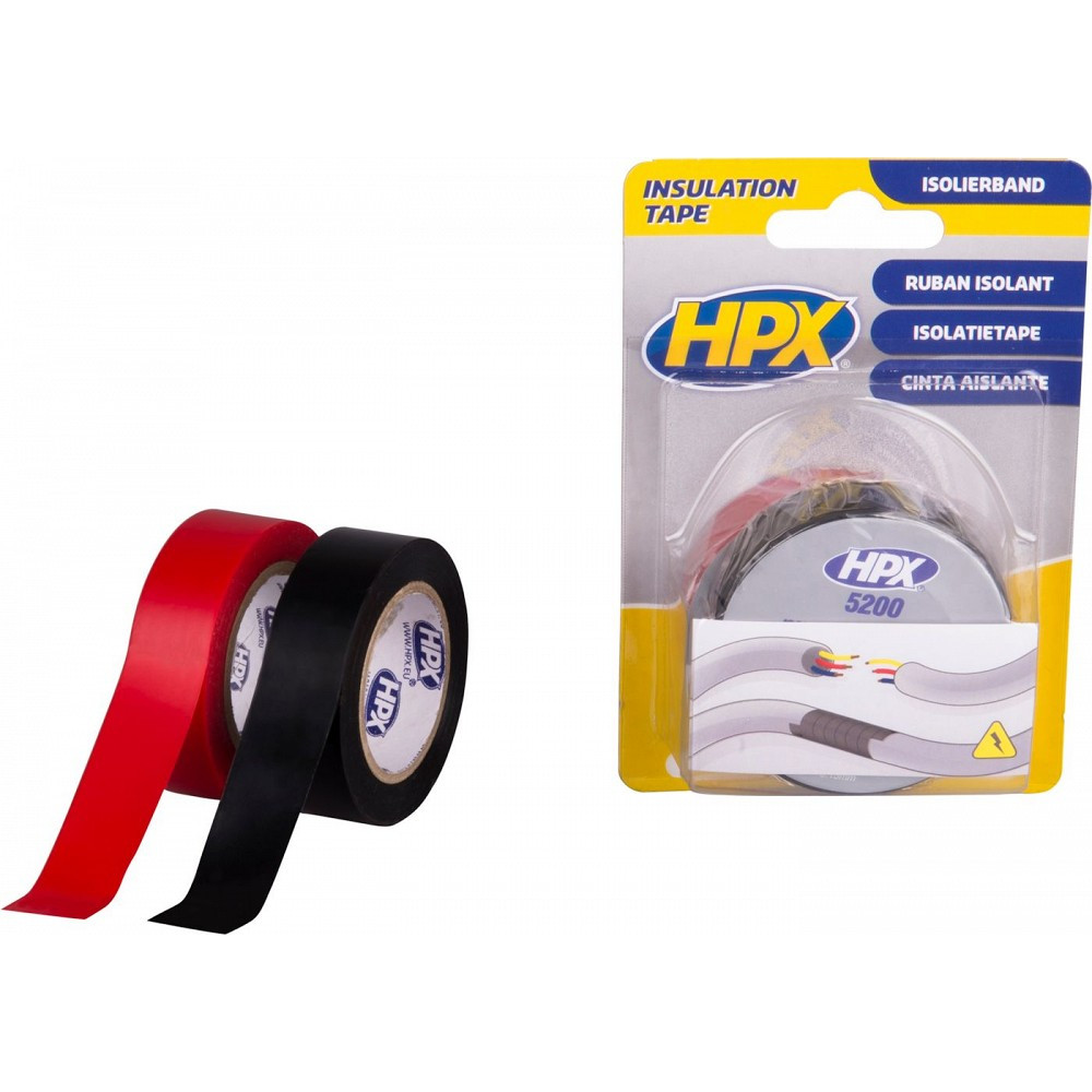 PVC ELEKTRIKU TEIP 19MM/10M 2TK MUST+ PUNANE ISOLEER HPX