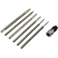 7-OS. 3/8" PIKAD (123MM) TORX PADRUNOTSIKUD, T20-T45, KUULOTS, MAGNET PICHLER