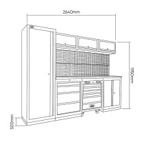 TÖÖKOJA TÖÖKOHA 18-MOODULIT TÖÖRIISTADEGA “MULTIORDER+TOOLS”, MUST/ROH JBM