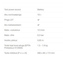 AKUPUMP/KOMPRESSOR 8,3BAR 18V, LXT, AKUDE JA LAADIJATA MAKITA