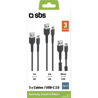 LAADIMISJUHE KOMPL. 3TK USB-C - USB 2,0 MUST SBS