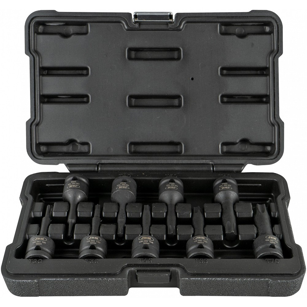 8-OS. 1/2" PIKKADE TORX LÖÖKOTSIKUTE STARDIKOMPLEKT T25-T70 JBM