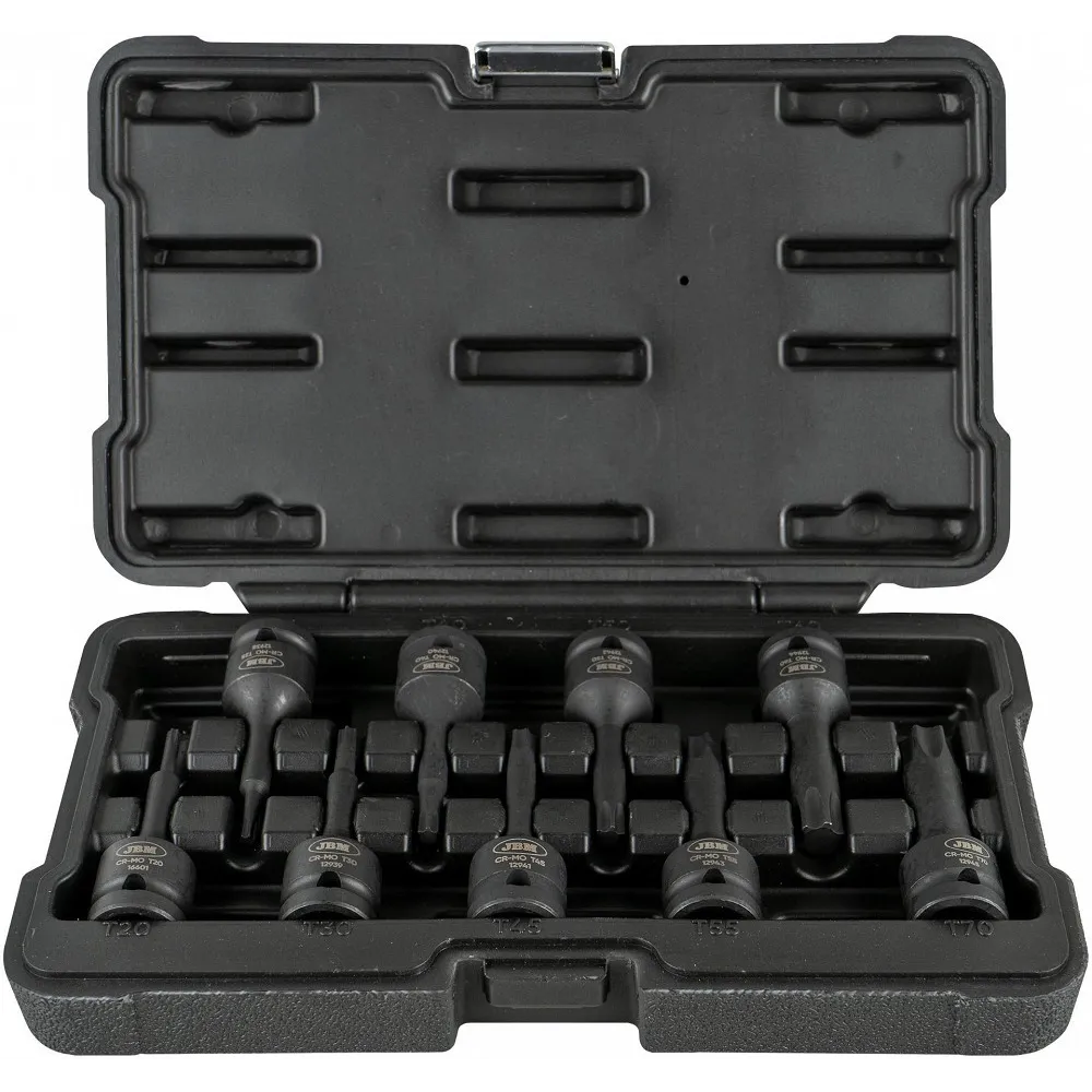 8-OS. 1/2" PIKKADE TORX LÖÖKOTSIKUTE STARDIKOMPLEKT T25-T70 JBM