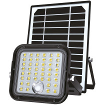 LED SOLAR PROZEKTOR+ANDUR+PULT 10W 1500LM 144X153MM NEUTRAALVALGE, MUST IP65 A++ KOBI