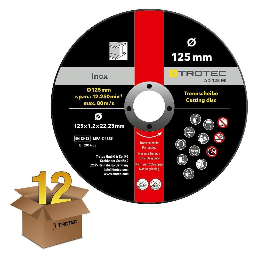 LÕIKEKETAS 125X1,2MM ROOSTEVABA/INOX TERASELE 12TK TROTEC