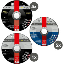 11-OS. ABRASIIVKETASTE KOMPLEKT METALLILE JA KIVILE 125MM TROTEC