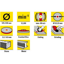 11-OS. ABRASIIVKETASTE KOMPLEKT METALLILE JA KIVILE 125MM TROTEC