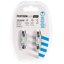 12/24V SV8,5-8 FESTOON LED PIRN 3,4W 41MM 6500K CANBUS VALGE BLISTER 2TK VISION