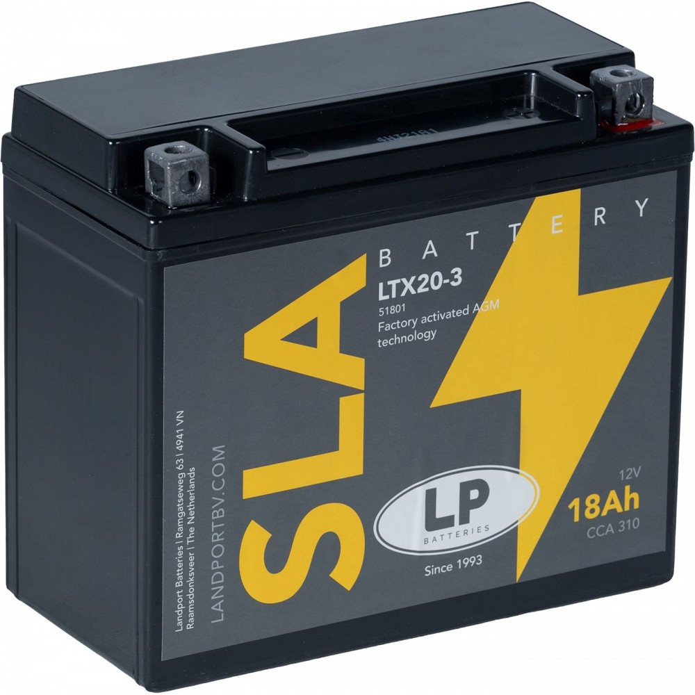 LANDPORT 18AH SLA (AGM) YTX20L-BS MOTOAKU 175X87X155MM 310A -/+