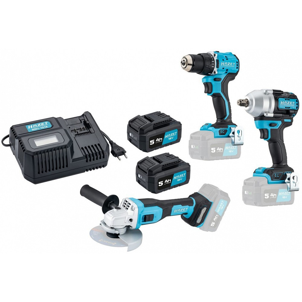 AKUTÖÖRIISTADE KOMPL. TRELL, LÖÖKMUTRIKEERAJA, NURKLIHVIJA, KIIRLAADIJA JA 2X5,0AH AKU HAZET