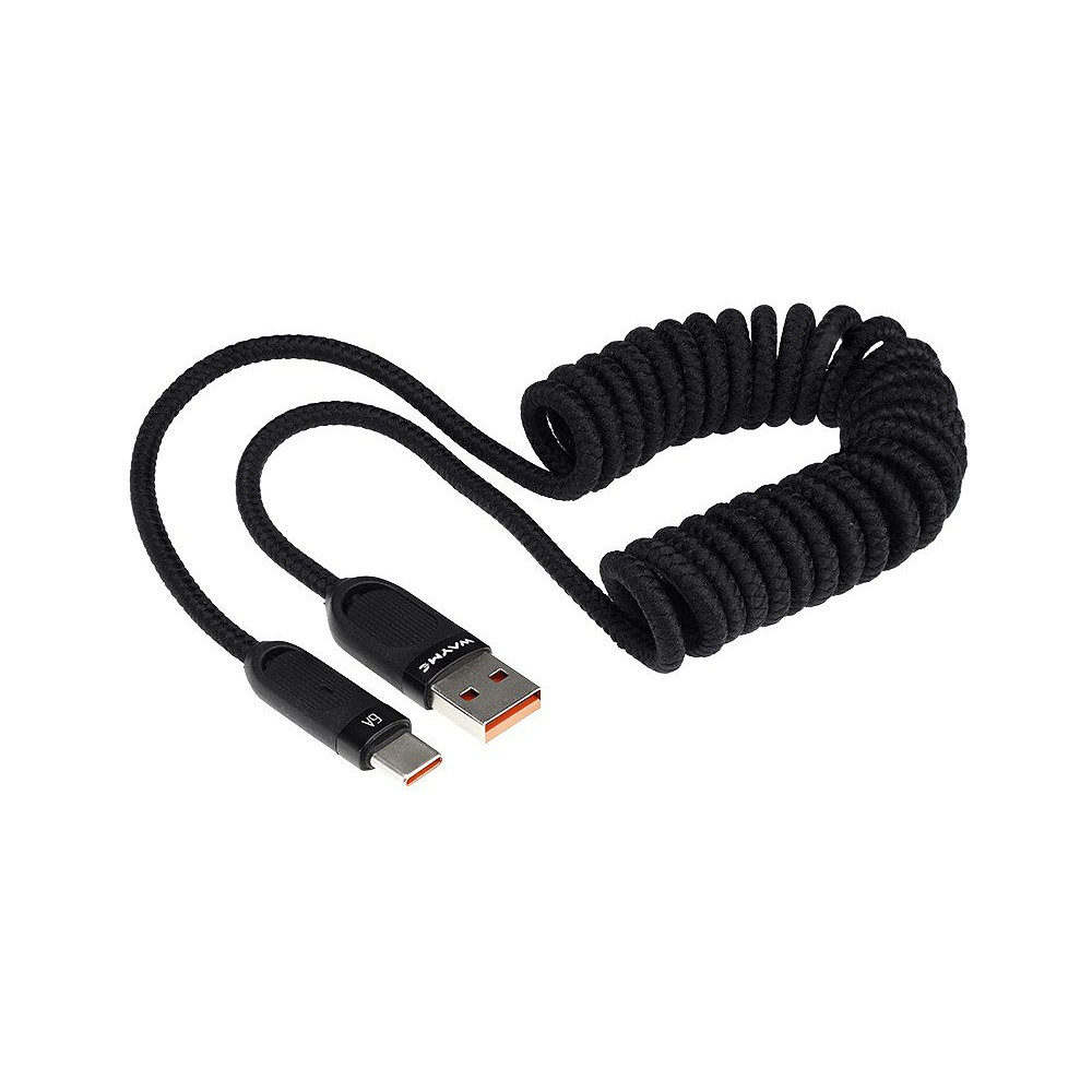 LAADIMISJUHE PÕIMITUD SPIRAAL USB - USB-C MAX 100W, 50-180CM WAYME