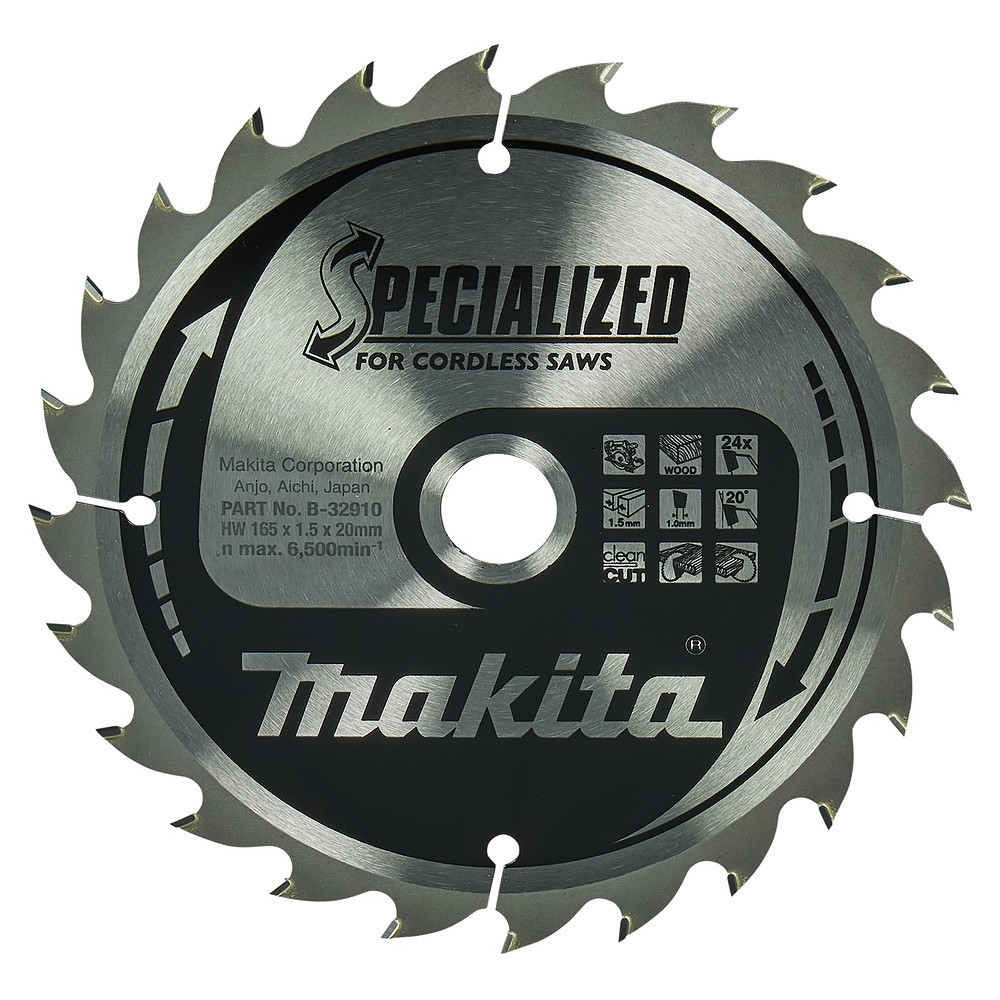 SAEKETAS 165X20X1,5MM 24T 20° RISTI-PIKI, CLEAN CUT, BSS610 MAKITA