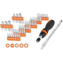 Ratcheting screwdriver & bits set 58pcs Truper®