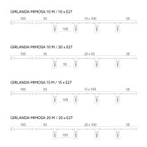 230V AIA/PEOVALGUSTI "MIMOSA 2" 10M JÄTKATAV MUST 10XE27 MAX 2300W IP44 A++ KOBI