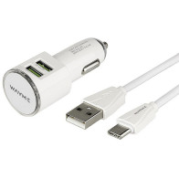 LAADIMISKOMPLEKT 12/24V LAADIJA/USB-C LAADIMISJUHE USB 2X3,4A WAYME