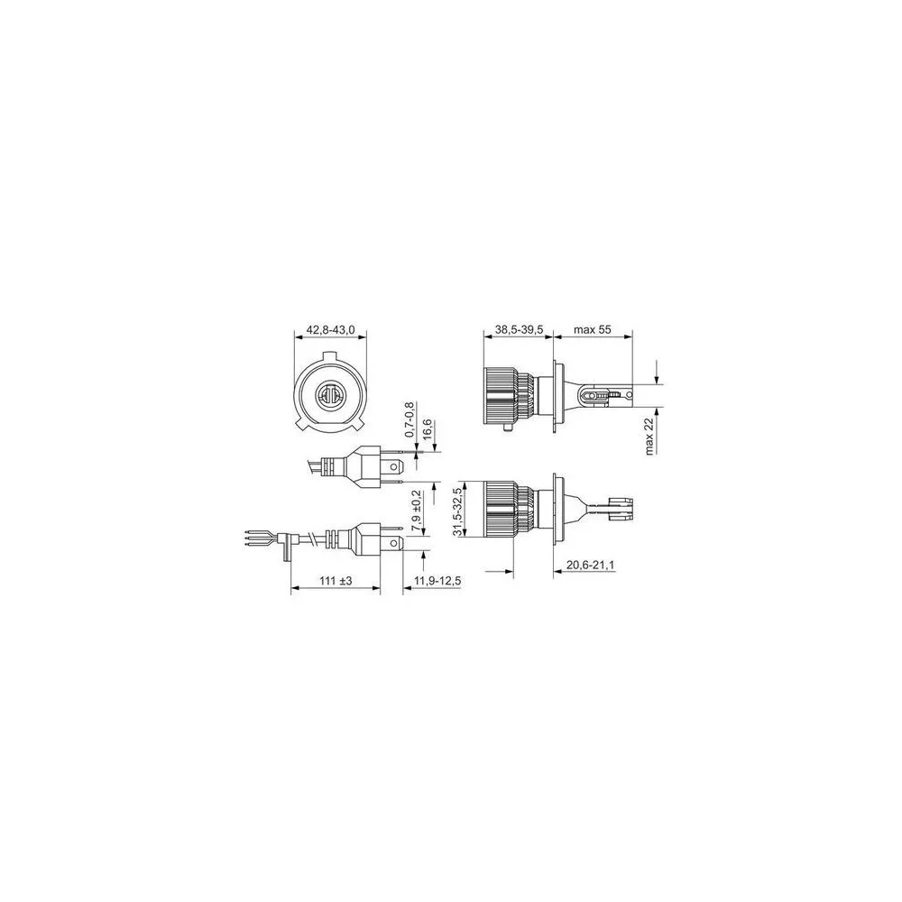 LED LAMP H4 12V P43t (PAAR)