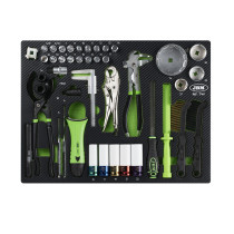 332-OS. TÖÖRIISTAKÄRU/TÖÖLAUD TÖÖRIISTADEGA, PERFOSEINAGA, INOX LAUAGA JBM