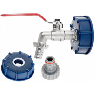 IBC ADAPTER S60*6 + 1/2" KRAAN, 3/4" VÄLISKEERMEGA GEKO