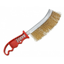 PLASTKÄEPIDEMEGA KÄSIHARI MESSINGHARJASTEGA (VELGEDE PUHASTAMISEKS), 270MM