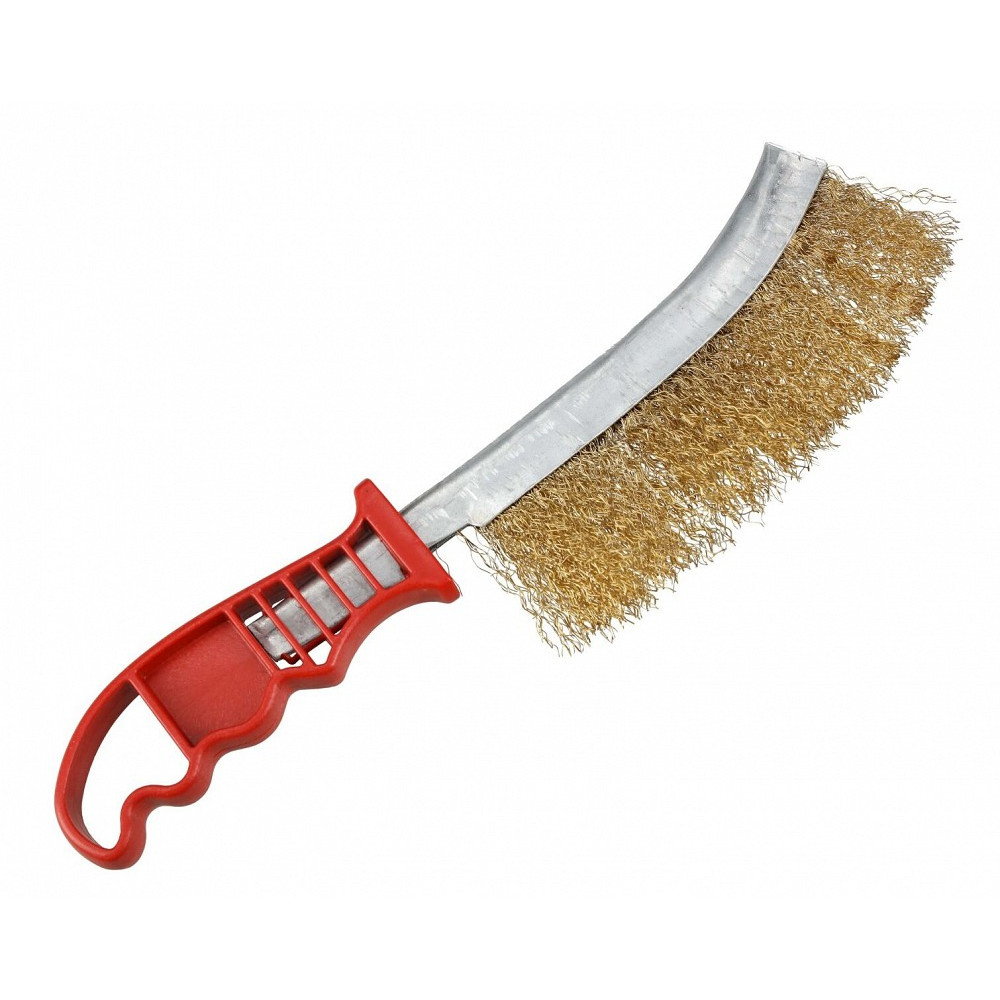 PLASTKÄEPIDEMEGA KÄSIHARI MESSINGHARJASTEGA (VELGEDE PUHASTAMISEKS), 270MM