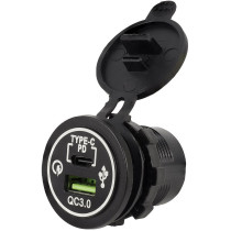 USB/USB-C LAADIJA 12/24V 30W SÜVISTATAV+KAABEL 60CM CARMOTION