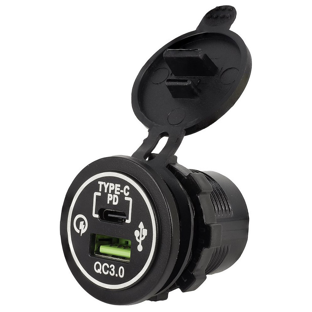 USB/USB-C LAADIJA 12/24V 30W SÜVISTATAV+KAABEL 60CM CARMOTION