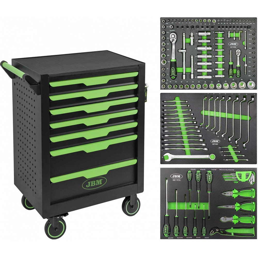 154-OS. TÖÖRIISTAKÄRU TÖÖRIISTADEGA "BASIC" MUST-ROHELINE JBM*