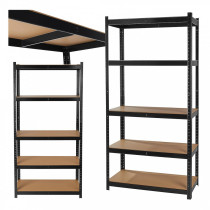 LAORIIUL MUST 1800X900MM, METALL, SÜGAVUS 400MM, 5-RIIULIGA, MAX 265KG/RIIUL GEKO