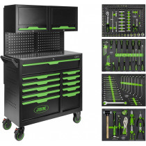 172-OS. TÖÖRIISTAKÄRU/TÖÖLAUD TÖÖRIISTADEGA, PERFOSEINAGA/ÜLAKAPIGA, INOX JBM*