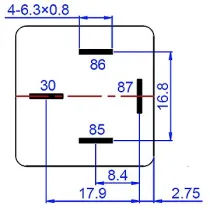 RELEE 12V 30A 4 JALAGA KAITSMEGA 1TK M+