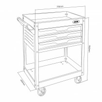 TASAPINNAKÄRU 3 SAHTLIT+PERFOSEIN (10X10MM) 770X450X940MM JBM
