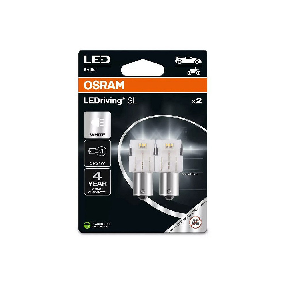 12V BA15S LED PIRN 1,4W P21W VALGE 6000K LEDRIVING SL BLISTER 2TK OSRAM