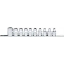 10-OS. 3/8" TORX PADRUNITE KOMPL. E5-E18, SIINIL KS TOOLS