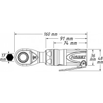 PNEUMO TIRRVÕTI VAHETATAVA TAPIGA 54NM, 1/4", 3/8", 159MM, 9023M HAZET