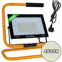 230V PROZEKTOR KÄSISTATIIVIL LED 100W, 10000LM 4500K IP66 KELTIN