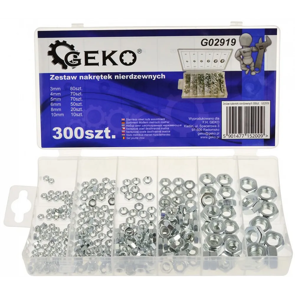 300-OS. INOX MUTRITE KOMPLEKT M3-M10 GEKO