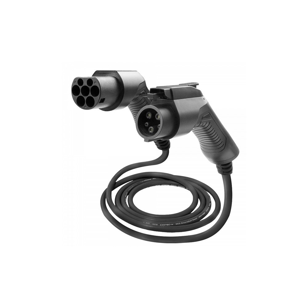 ELEKTRIAUTO LAADIMISKAABEL 5M/16A/3,6KW, TYPE1 TO TYPE2 (SINGLE PHASE) IP66 JBM