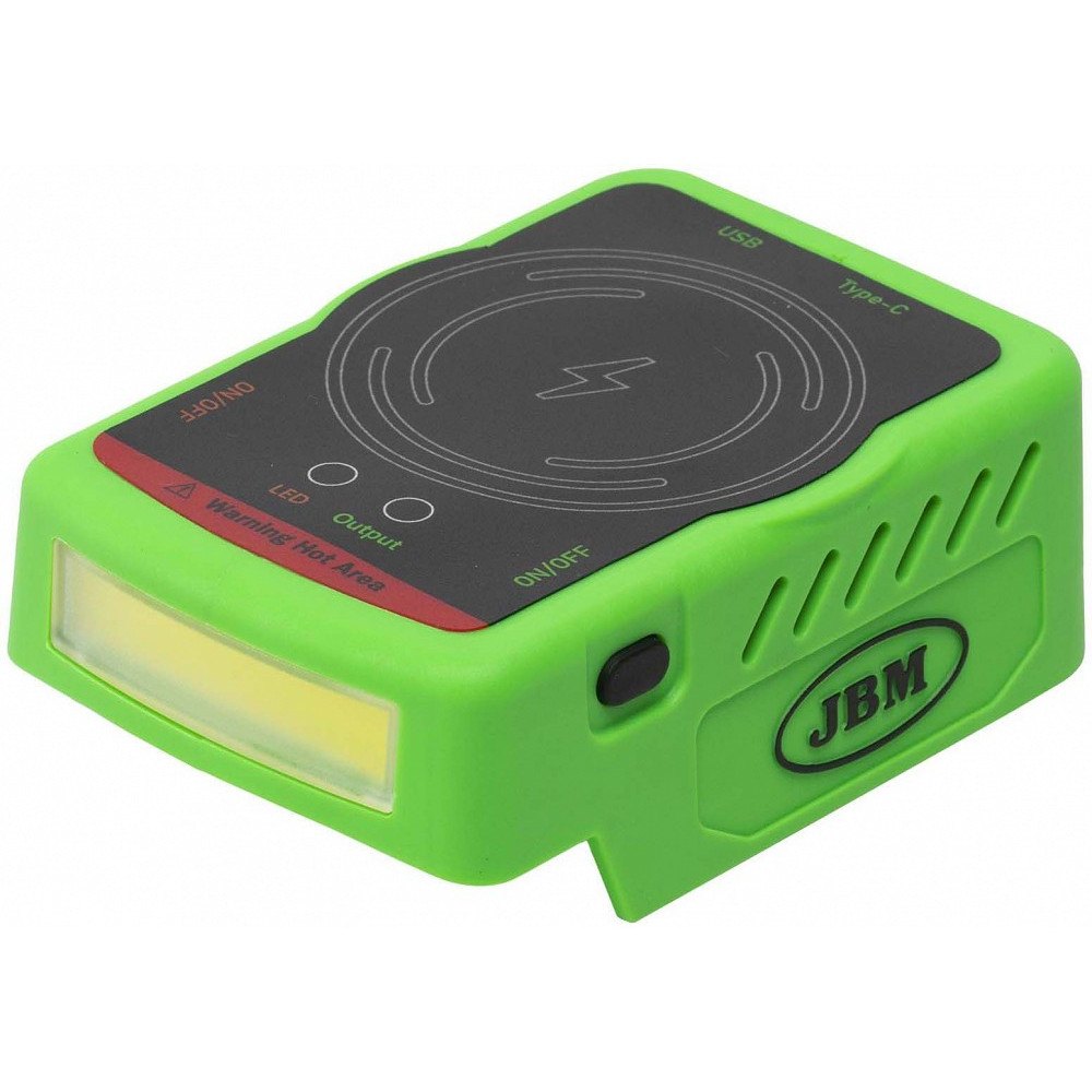 20V TÖÖRIISTAAKULT WIRELESS LAADIJA TELEFON/NUTISEADE, USB-A, USB-C, MAX15W, LED JBM