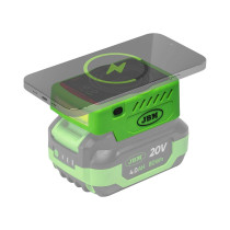 20V TÖÖRIISTAAKULT WIRELESS LAADIJA TELEFON/NUTISEADE, USB-A, USB-C, MAX15W, LED JBM