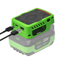 20V TÖÖRIISTAAKULT WIRELESS LAADIJA TELEFON/NUTISEADE, USB-A, USB-C, MAX15W, LED JBM
