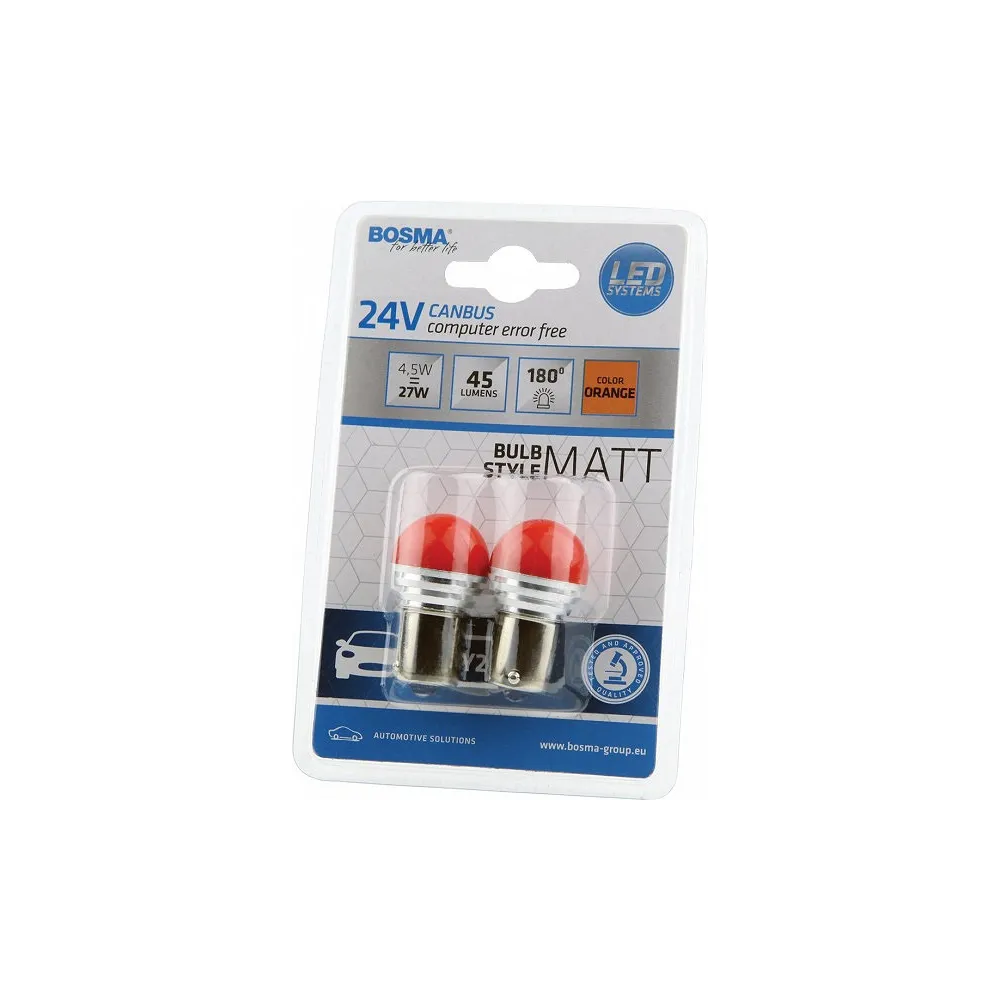 24V BAU15S LED PIRN 4,5W PY21W KOLLANE CANBUS BLISTER 2TK BOSMA