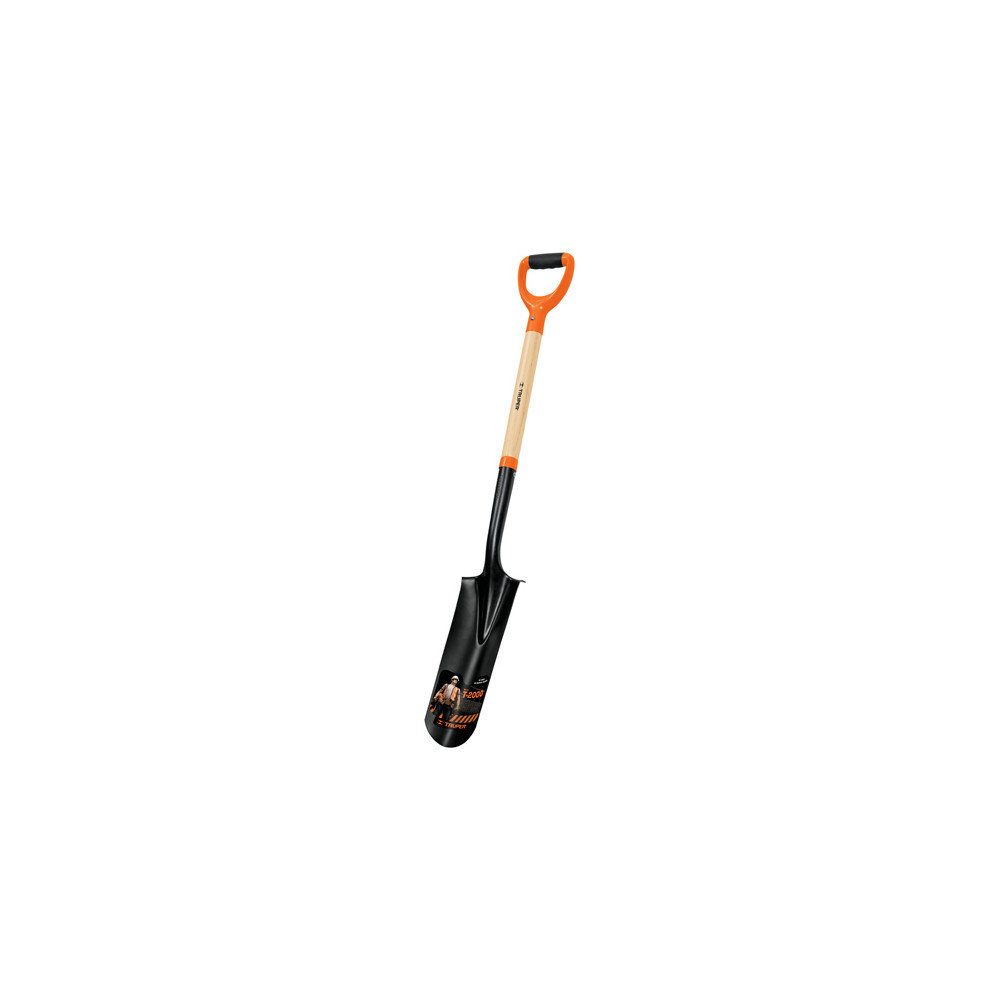 Drain spade with 15x61cm head, wooden shaft, two component D-handle, 112cm, Truper®