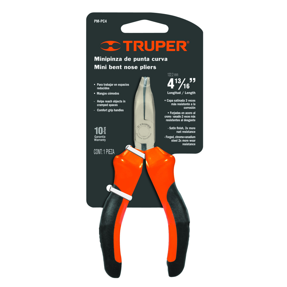 Bent nose plier 12cm, comfort grip Truper®