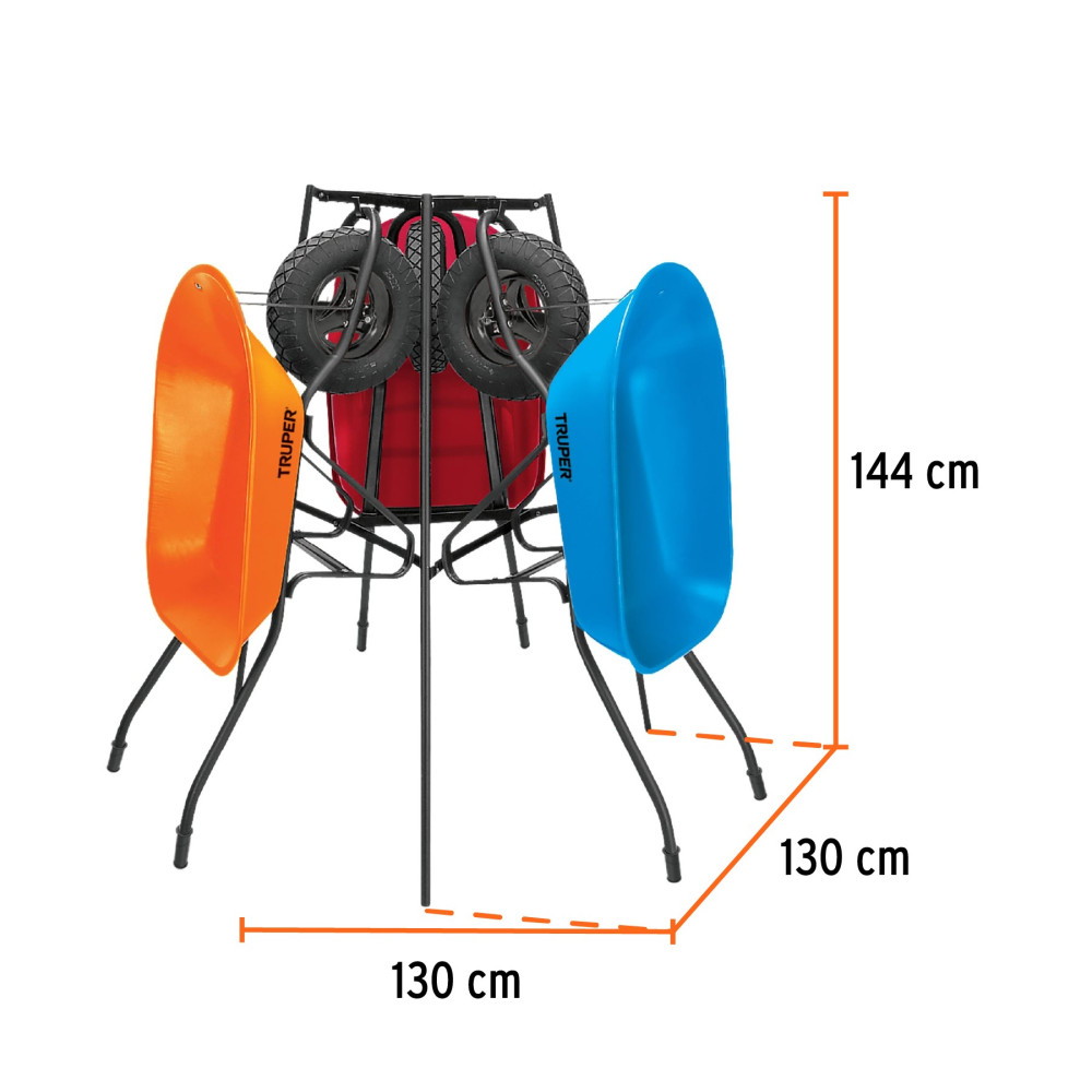 Display rack for wheelbarrows, triangle layout Truper®